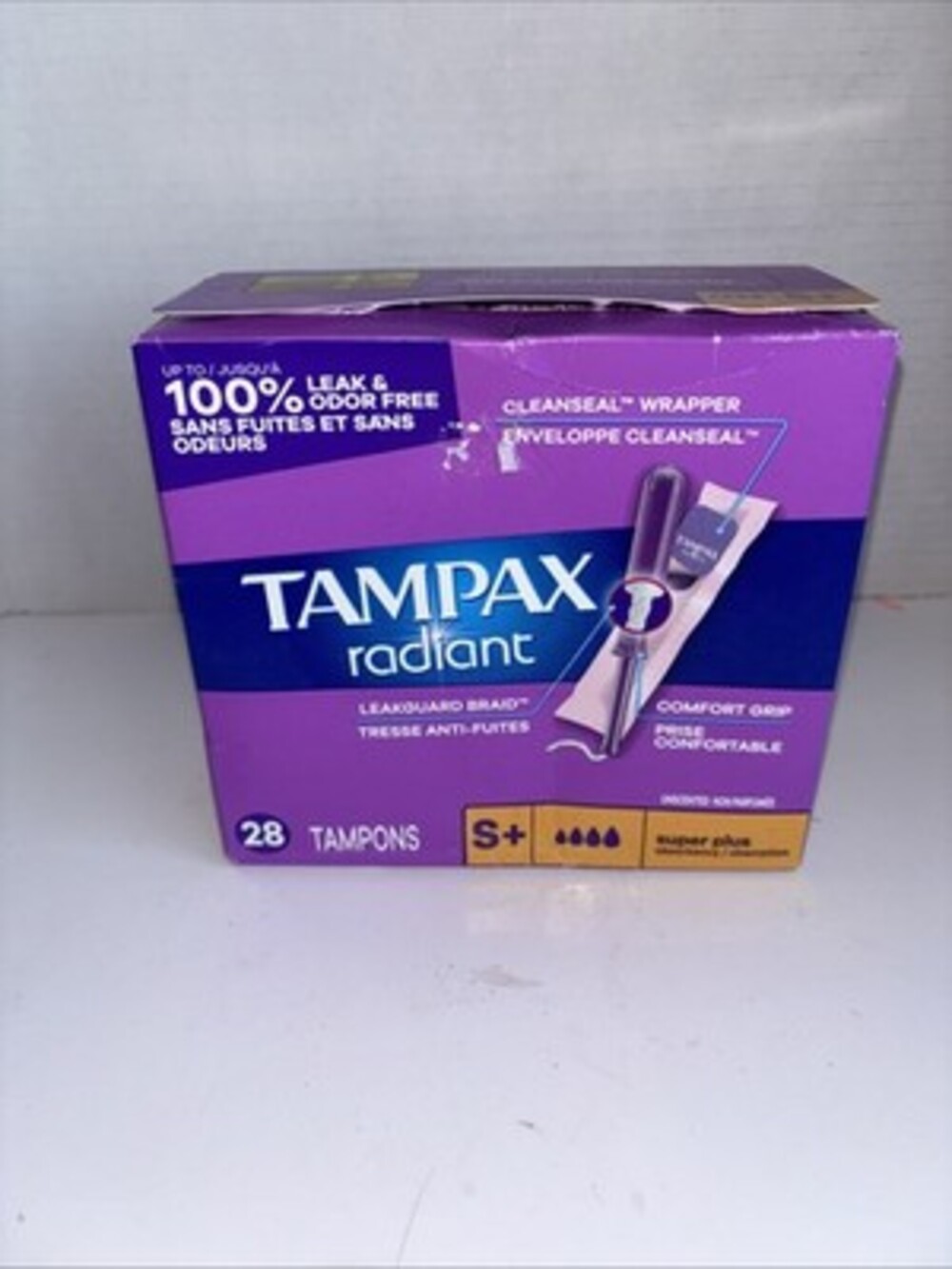 Tampax Radiant Tampons Super Plus Absorbency Unscented 28 Count